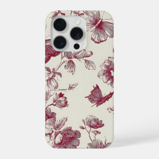 Vintage Burgundy Floral Phone Case iPhone 15 Proケース