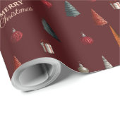 Vintage Burgundy Merry Christmas ラッピングペーパー (ロールコーナー)