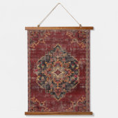 Vintage Burgundy Persian Medallion Pattern Ornate  吊り下げ型タペストリー (正面)