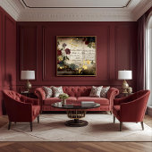 Vintage Burgundy Petals & Gold Script Decoupage  薄葉紙