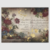 Vintage Burgundy Petals & Gold Script Decoupage  薄葉紙 (正面)