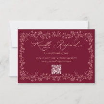 Vintage Burgundy Roses Floral Frame Wedding 