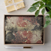 Vintage Burgundy Shabby Chic Floral Decoupage 薄葉紙 (ギフト)