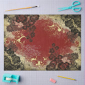 Vintage Burgundy Shabby Chic Floral Decoupage 薄葉紙 (クラフト)