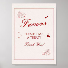 Vintage Burgundy Valentine Bridal Shower Favor ポスター