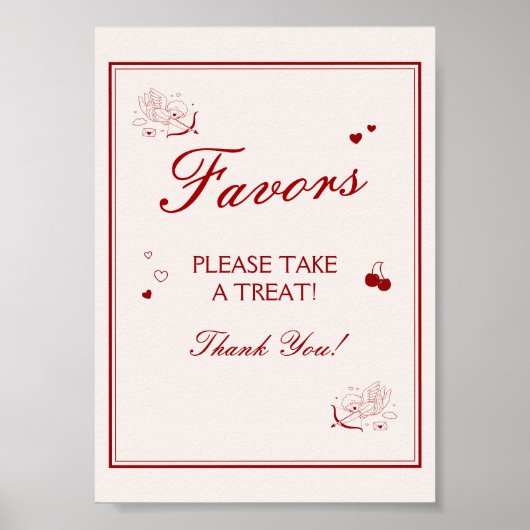 Vintage Burgundy Valentine Bridal Shower Favor ポスター (正面)