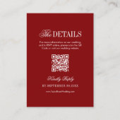 Vintage Burgundy Wedding Details Qr Code エンクロージャーカード (正面)