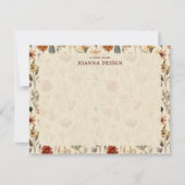 Vintage Burgundy Wildflower Stationery Note Card 招待状 (正面)