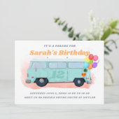 Vintage Bus Retro 70s Birthday Parade 招待状 (スタンド正面)