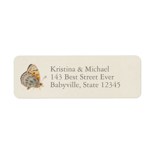 Vintage Butterfly Baby Shower  ラベル (正面)