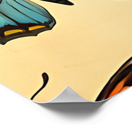 Vintage Butterfly Collection Pattern ポスター (角)