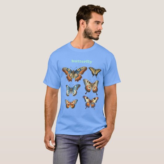 Vintage Butterfly Illustrations funny Tシャツ (正面フル)