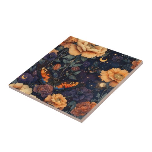 Vintage Butterfly Wildflower (2) タイル (側面)