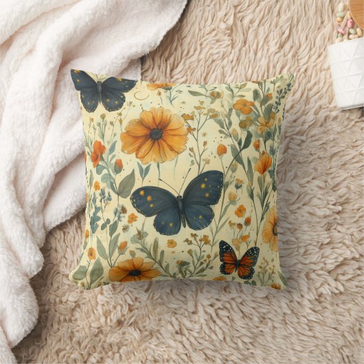 Vintage Butterfly Wildflower (5) クッション (ブランケット)