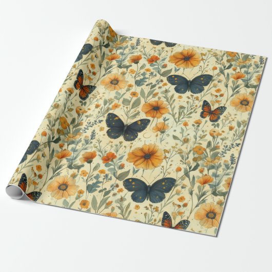 Vintage Butterfly Wildflower (7) ラッピングペーパー (アンロールド)