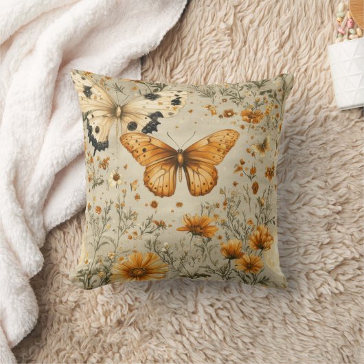 Vintage Butterfly Wildflower (9) クッション (ブランケット)