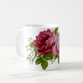 Vintage Cabbage Rose Elegance  コーヒーマグカップ (正面左)