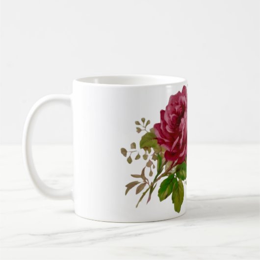 Vintage Cabbage Rose Elegance  コーヒーマグカップ (左)
