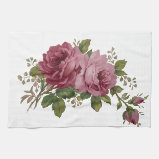 Vintage Cabbage Rose Elegance  Kitchen Towels キッチンタオル (横)