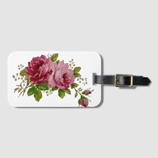 Vintage Cabbage Rose Elegance Luggage Tag ラゲッジタグ (正面横)