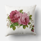 Vintage Cabbage Rose Elegance Throw Pillow クッション (裏面)
