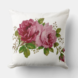 Vintage Cabbage Rose Elegance  Throw Pillow クッション