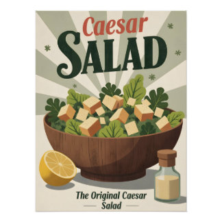 Vintage Caesar Salad Poster – Retro Kitchen Art ポスター