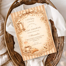 Vintage Café Baby Shower 招待状