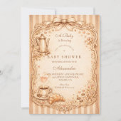 Vintage Café Baby Shower 招待状 (正面)