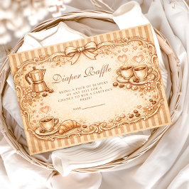 Vintage Café Baby Shower Diapper Raffle エンクロージャーカード