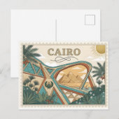 Vintage Cairo Egypt Travel Poster Art ポストカード (正面/裏面)