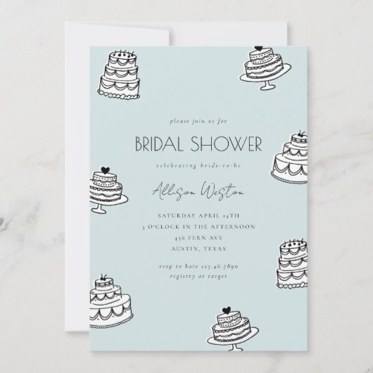Vintage Cake Bridal Shower Invitation 招待状 (正面)