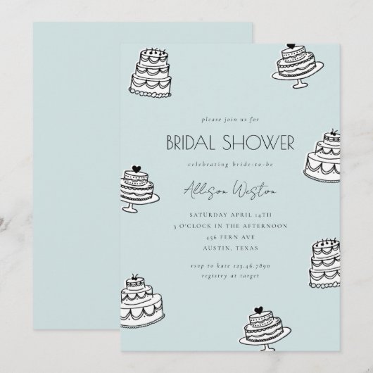 Vintage Cake Bridal Shower Invitation 招待状 (正面/裏面)