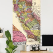 Vintage California 1891 Map Poster ポスター (ホームオフィス)