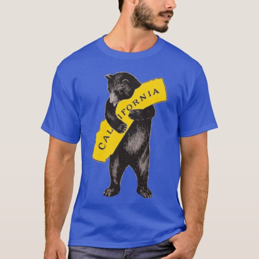 Vintage California Bear Hug Illustration Tシャツ (正面)