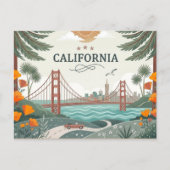 Vintage California Golden Gate Bridge  シーズンポストカード (正面)