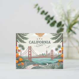 Vintage California Golden Gate Bridge  シーズンポストカード