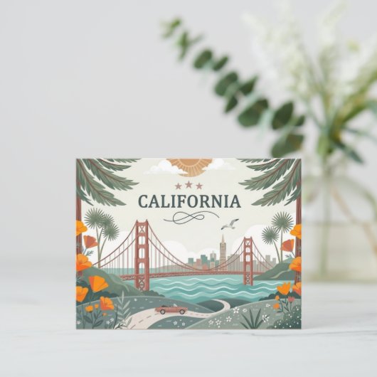 Vintage California Golden Gate Bridge  シーズンポストカード (スタンド正面)