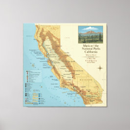 Vintage California National Parks Map Art キャンバスプリント