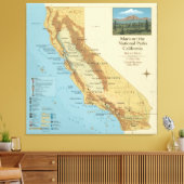 Vintage California National Parks Map Art キャンバスプリント (インサイチュ (リビング))