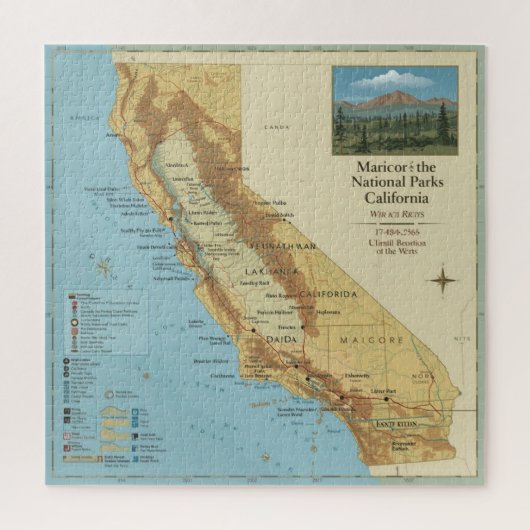 Vintage California National Parks Map Art ジグソーパズル (縦)