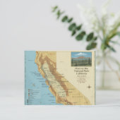 Vintage California National Parks Map Art ポストカード (スタンド正面)