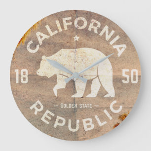 Vintage California Republic Round Wall Clock ラージ壁時計