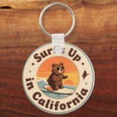 Vintage California Surf's Up Surfing Bear キーホルダー (正面)