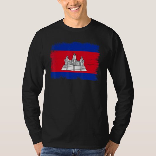 Vintage Cambodia Flag Cambodian Independence Day Tシャツ (正面)