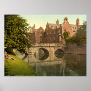 Vintage Cambridge England, St. Johns Bridge ポスター