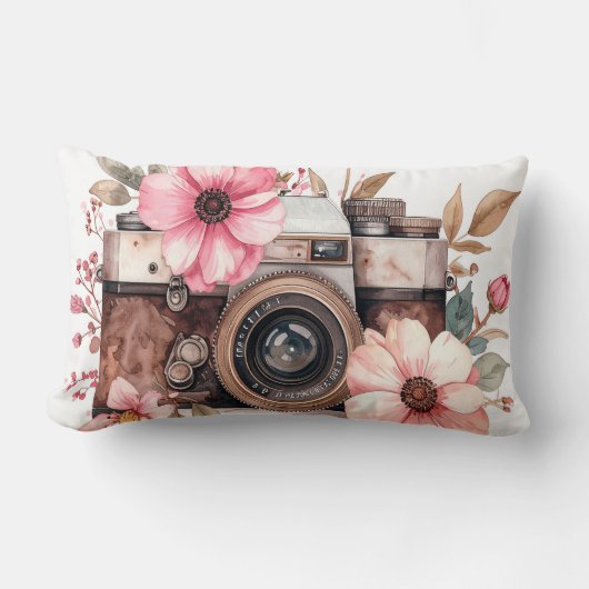 Vintage Camera Mug - Photography Lover Retro Gift ランバークッション (正面)