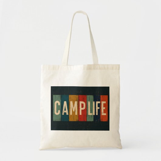 Vintage Camp Life Typography トートバッグ (正面)