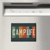 Vintage Camp Life Typography マグネット (インサイチュ (食洗機))