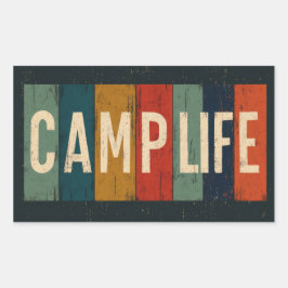 Vintage Camp Life Typography 長方形シール